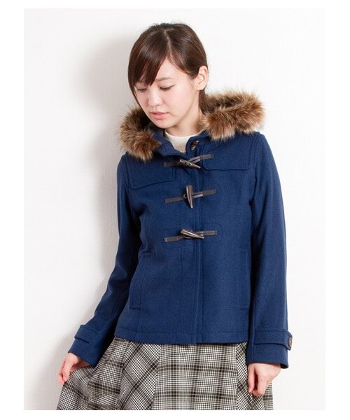 earth music&ecology（アースミュージックアンドエコロジー）の「【フルフルダッフル】10カラーダッフルコート（コート　・レディース・杢ダークグレー/ブラック/ピンク/ダークレッド/キャメル/マスタード/ブルーグリーン/サックスブルー/ネイビー/ダークブル・S/M/L）」の18枚目の写真