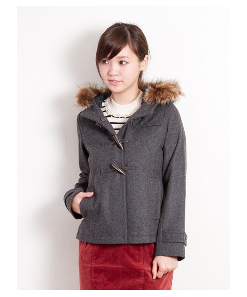 earth music&ecology（アースミュージックアンドエコロジー）の「【フルフルダッフル】10カラーダッフルコート（コート　・レディース・杢ダークグレー/ブラック/ピンク/ダークレッド/キャメル/マスタード/ブルーグリーン/サックスブルー/ネイビー/ダークブル・S/M/L）」の9枚目の写真