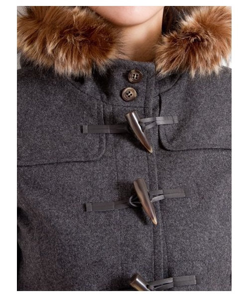 earth music&ecology（アースミュージックアンドエコロジー）の「【フルフルダッフル】10カラーダッフルコート（コート　・レディース・杢ダークグレー/ブラック/ピンク/ダークレッド/キャメル/マスタード/ブルーグリーン/サックスブルー/ネイビー/ダークブル・S/M/L）」の4枚目の写真