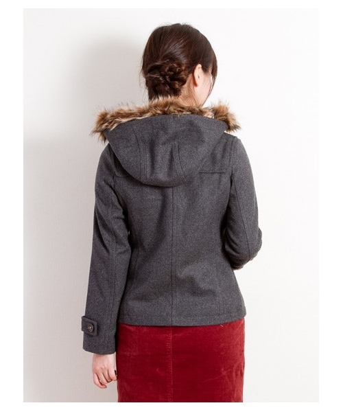 earth music&ecology（アースミュージックアンドエコロジー）の「【フルフルダッフル】10カラーダッフルコート（コート　・レディース・杢ダークグレー/ブラック/ピンク/ダークレッド/キャメル/マスタード/ブルーグリーン/サックスブルー/ネイビー/ダークブル・S/M/L）」の3枚目の写真