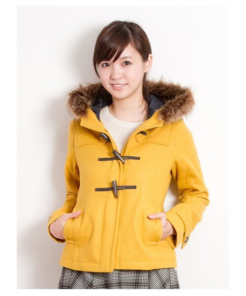 earth music&ecology（アースミュージックアンドエコロジー）の「【フルフルダッフル】10カラーダッフルコート（コート　・レディース・杢ダークグレー/ブラック/ピンク/ダークレッド/キャメル/マスタード/ブルーグリーン/サックスブルー/ネイビー/ダークブル・S/M/L）」の14枚目の写真