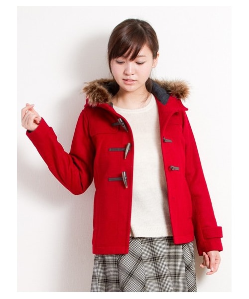 earth music&ecology（アースミュージックアンドエコロジー）の「【フルフルダッフル】10カラーダッフルコート（コート　・レディース・杢ダークグレー/ブラック/ピンク/ダークレッド/キャメル/マスタード/ブルーグリーン/サックスブルー/ネイビー/ダークブル・S/M/L）」の12枚目の写真