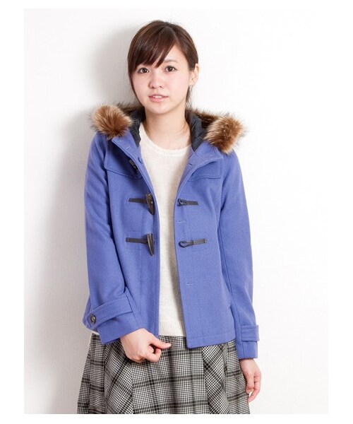 earth music&ecology（アースミュージックアンドエコロジー）の「【フルフルダッフル】10カラーダッフルコート（コート　・レディース・杢ダークグレー/ブラック/ピンク/ダークレッド/キャメル/マスタード/ブルーグリーン/サックスブルー/ネイビー/ダークブル・S/M/L）」の16枚目の写真