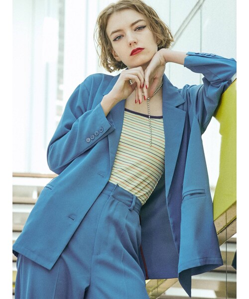 jouetie（ジュエティ）の「ダブルブレストジャケット【セットアップ対応】（テーラードジャケット・パープル/ブルー/グリーン/ブラック・M）」の7枚目の写真