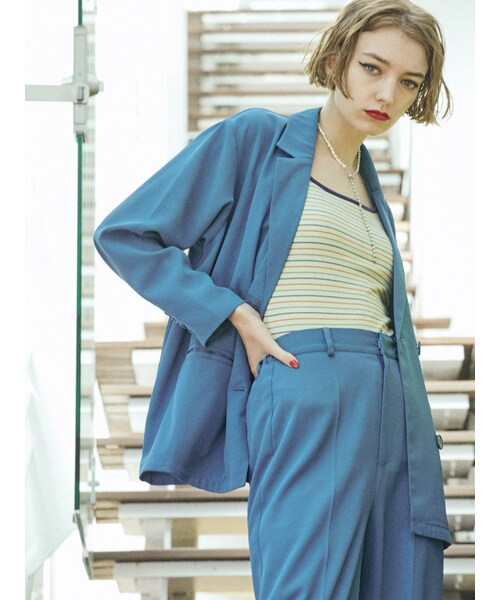 jouetie（ジュエティ）の「ダブルブレストジャケット【セットアップ対応】（テーラードジャケット・パープル/ブルー/グリーン/ブラック・M）」の11枚目の写真