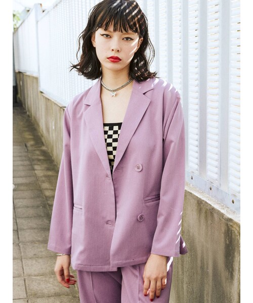 jouetie（ジュエティ）の「ダブルブレストジャケット【セットアップ対応】（テーラードジャケット・パープル/ブルー/グリーン/ブラック・M）」の9枚目の写真