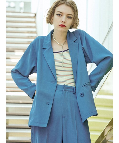 jouetie（ジュエティ）の「ダブルブレストジャケット【セットアップ対応】（テーラードジャケット・パープル/ブルー/グリーン/ブラック・M）」の10枚目の写真