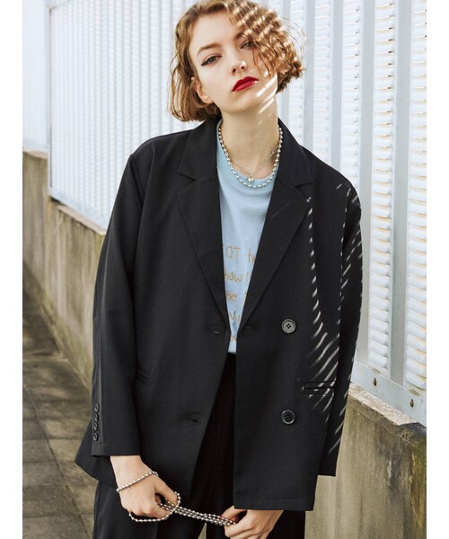 jouetie（ジュエティ）の「ダブルブレストジャケット【セットアップ対応】（テーラードジャケット・パープル/ブルー/グリーン/ブラック・M）」の3枚目の写真