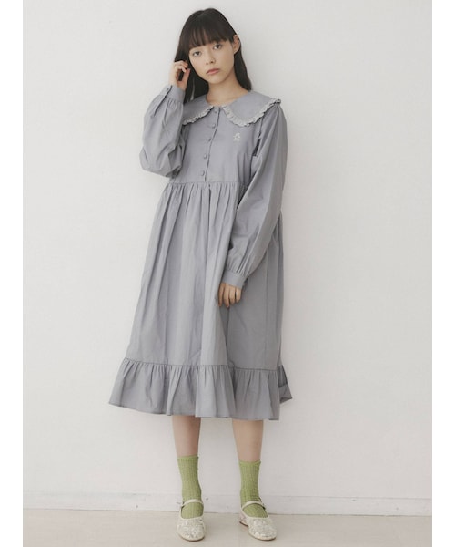 merry jenny（メリージェニー）の「bear刺繍フリルカラーワンピース