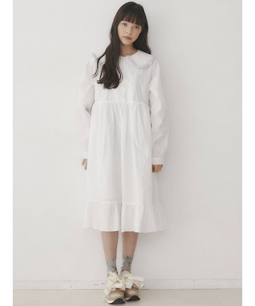 merry jenny（メリージェニー）の「bear刺繍フリルカラーワンピース
