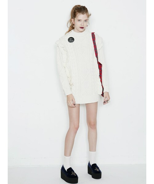 jouetie（ジュエティ）の「ベロア厚底コインローファー（シューズ・レディース・ブラック/ボルドー/グリーン/ネイビー・M/L）」の6枚目の写真