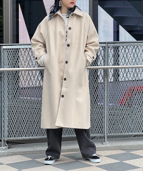 RASVOA（ラスボア）の「ウールライクステンカラーBIGコート（その他アウター・レディース・グリーン/ライトグレー/ブラック・F）」の2枚目の写真