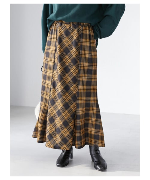 Green Parks(グリーンパークス)の「・novem9 チェックマーメイドスカート(スカート・アイボリー/レッド/イエロー/グリーン・F)」の1枚目の写真