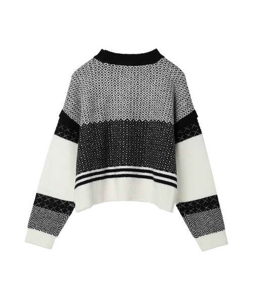 Green Parks(グリーンパークス)の「・novem9 ジャカードハイネックプルオーバー(トップス・ブラック/ベージュ/イエロー/ミント・F)」の17枚目の写真