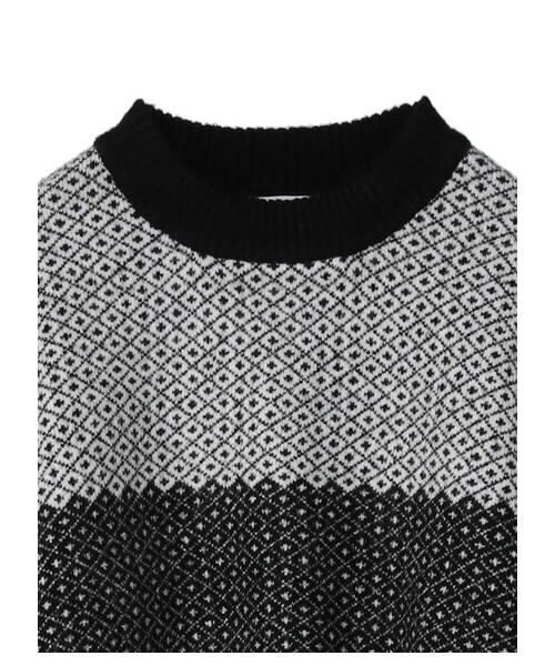 Green Parks(グリーンパークス)の「・novem9 ジャカードハイネックプルオーバー(トップス・ブラック/ベージュ/イエロー/ミント・F)」の18枚目の写真