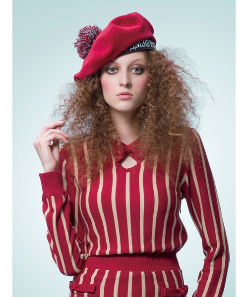 PAMEO POSE（パメオポーズ）の「PP TEAM BERET（帽子・レディース・ブラック/レッド/グリーン・F）」の4枚目の写真