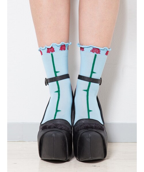 PAMEO POSE（パメオポーズ）の「TIME ZONE ROSE SOCKS（その他・レディース・ホワイト/スカイブルー/ネイビー・F）」の18枚目の写真
