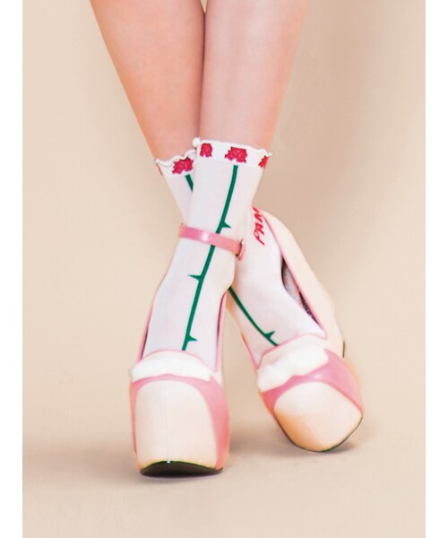 PAMEO POSE（パメオポーズ）の「TIME ZONE ROSE SOCKS（その他・レディース・ホワイト/スカイブルー/ネイビー・F）」の8枚目の写真