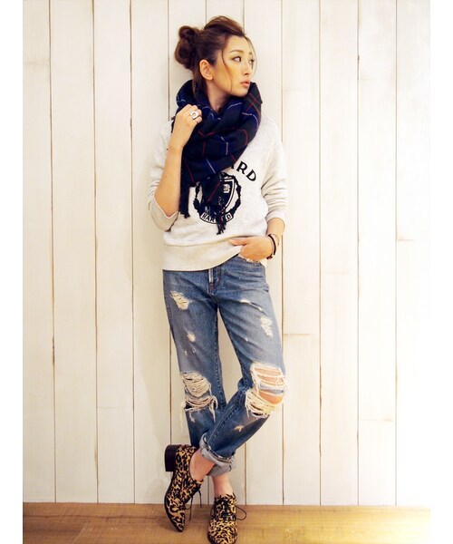 Ungrid（アングリッド）の「《andGIRL10月号 中村アンｻﾝ着用》 【Men’s Like】ハラコポインテッドシューズ（シューズ・レディース・ブラック/ミックス・S/M/L）」の3枚目の写真