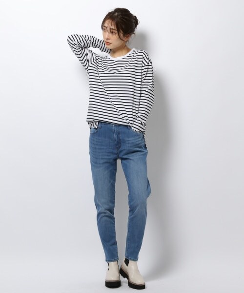 BARNYARDSTORM（バンヤードストーム）の「スリットロンT（トップス・レディース・ブラック×ホワイト01/ホワイト10/オフホワイト11/ブラック19・S(0)/M(1)）」の16枚目の写真