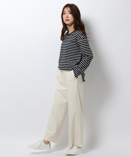 BARNYARDSTORM（バンヤードストーム）の「スリットロンT（トップス・レディース・ブラック×ホワイト01/ホワイト10/オフホワイト11/ブラック19・S(0)/M(1)）」の6枚目の写真