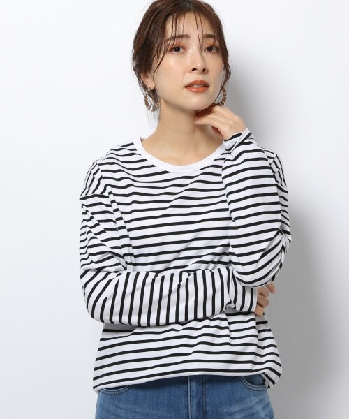 BARNYARDSTORM（バンヤードストーム）の「スリットロンT（トップス・レディース・ブラック×ホワイト01/ホワイト10/オフホワイト11/ブラック19・S(0)/M(1)）」の3枚目の写真