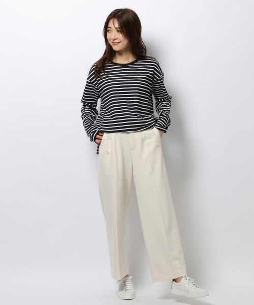 BARNYARDSTORM（バンヤードストーム）の「スリットロンT（トップス・レディース・ブラック×ホワイト01/ホワイト10/オフホワイト11/ブラック19・S(0)/M(1)）」の5枚目の写真