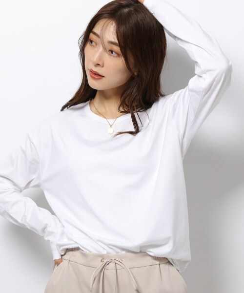 BARNYARDSTORM（バンヤードストーム）の「スリットロンT（トップス・レディース・ブラック×ホワイト01/ホワイト10/オフホワイト11/ブラック19・S(0)/M(1)）」の2枚目の写真