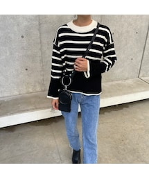 copine | サイドスリットボーダーニット(2color)(ニット/セーター)