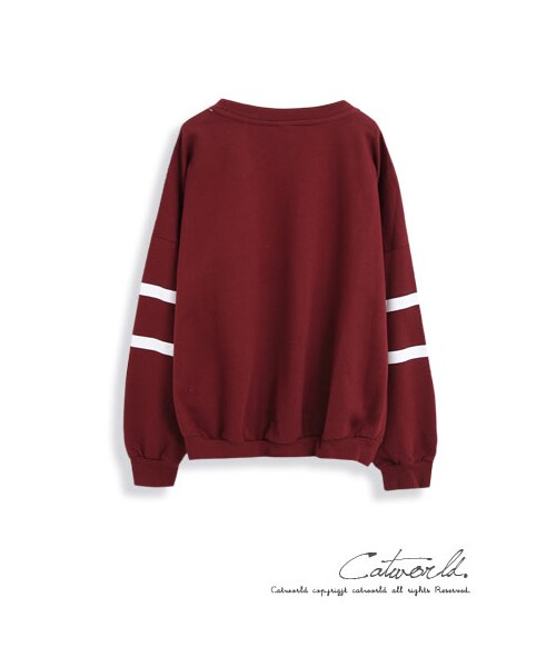 catworld（キャットワールド）の「USA運動風條紋T恤（その他・レディース・花灰/棗紅・M/L/XL）」の3枚目の写真