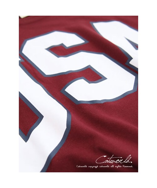 catworld（キャットワールド）の「USA運動風條紋T恤（その他・レディース・花灰/棗紅・M/L/XL）」の5枚目の写真