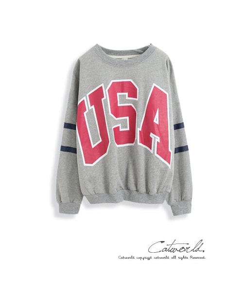 catworld（キャットワールド）の「USA運動風條紋T恤（その他・レディース・花灰/棗紅・M/L/XL）」の7枚目の写真