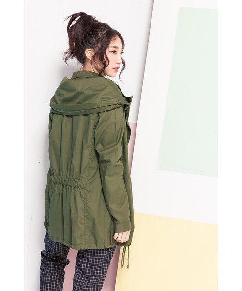ORENDA（オレンダ）の「個性後縮腰立體翻領軍外套（ジャケット/アウター・レディース・軍綠/丈青・F）」の12枚目の写真