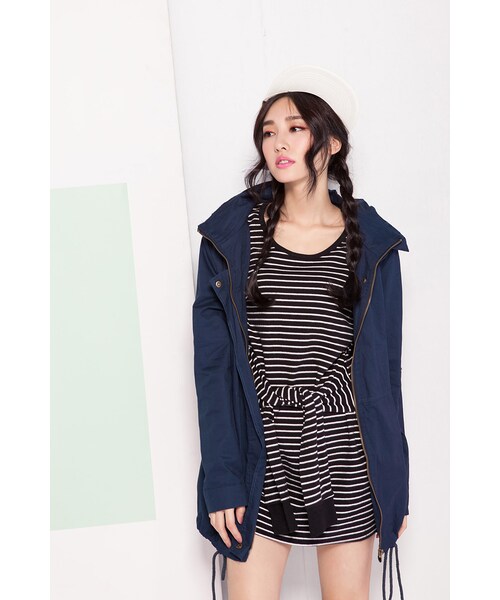 ORENDA（オレンダ）の「個性後縮腰立體翻領軍外套（ジャケット/アウター・レディース・軍綠/丈青・F）」の5枚目の写真