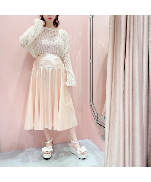 lilLilly(リルリリー)の「エナメルフレアスカート【2022S/S】(スカート・レディース・PINK(12/20~順次配送)/MINT (12/20~順次配送)/BLACK (12/20~順次配送))」の3枚目の写真