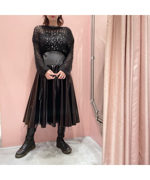 lilLilly(リルリリー)の「エナメルフレアスカート【2022S/S】(スカート・レディース・PINK(12/20~順次配送)/MINT (12/20~順次配送)/BLACK (12/20~順次配送))」の9枚目の写真