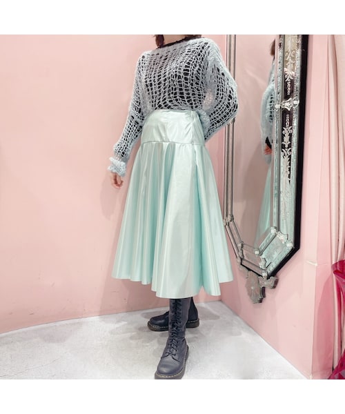 lilLilly(リルリリー)の「エナメルフレアスカート【2022S/S】(スカート・レディース・PINK(12/20~順次配送)/MINT (12/20~順次配送)/BLACK (12/20~順次配送))」の5枚目の写真