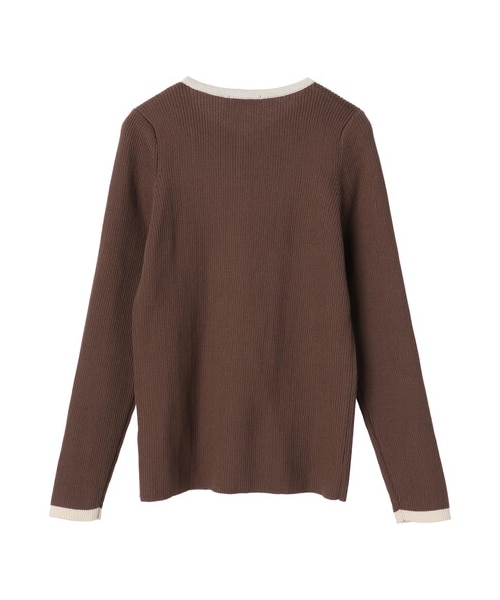 earth music&ecology（アースミュージックアンドエコロジー）の「ヘンリ-ネックリブニットプルオーバー（トップス・アイボリー/ブラック/モカ/サックスブルー・S/M）」の3枚目の写真