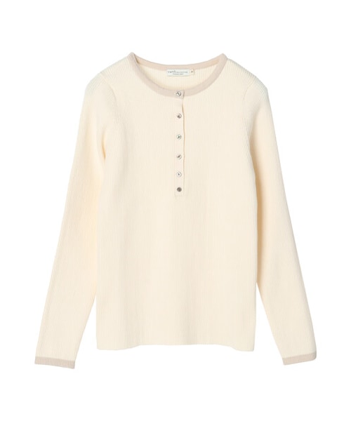 earth music&ecology（アースミュージックアンドエコロジー）の「ヘンリ-ネックリブニットプルオーバー（トップス・アイボリー/ブラック/モカ/サックスブルー・S/M）」の10枚目の写真