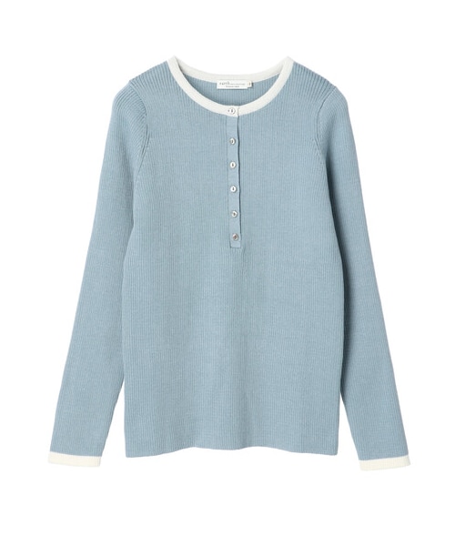 earth music&ecology（アースミュージックアンドエコロジー）の「ヘンリ-ネックリブニットプルオーバー（トップス・アイボリー/ブラック/モカ/サックスブルー・S/M）」の13枚目の写真