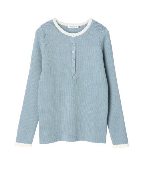 earth music&ecology（アースミュージックアンドエコロジー）の「ヘンリ-ネックリブニットプルオーバー（トップス・アイボリー/ブラック/モカ/サックスブルー・S/M）」の17枚目の写真