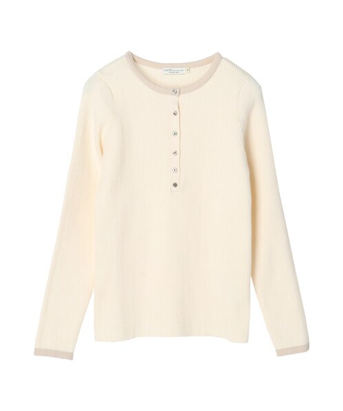 earth music&ecology（アースミュージックアンドエコロジー）の「ヘンリ-ネックリブニットプルオーバー（トップス・アイボリー/ブラック/モカ/サックスブルー・S/M）」の14枚目の写真