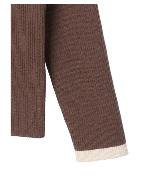 earth music&ecology（アースミュージックアンドエコロジー）の「ヘンリ-ネックリブニットプルオーバー（トップス・アイボリー/ブラック/モカ/サックスブルー・S/M）」の5枚目の写真