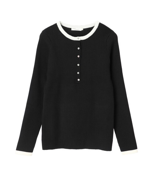 earth music&ecology（アースミュージックアンドエコロジー）の「ヘンリ-ネックリブニットプルオーバー（トップス・アイボリー/ブラック/モカ/サックスブルー・S/M）」の15枚目の写真