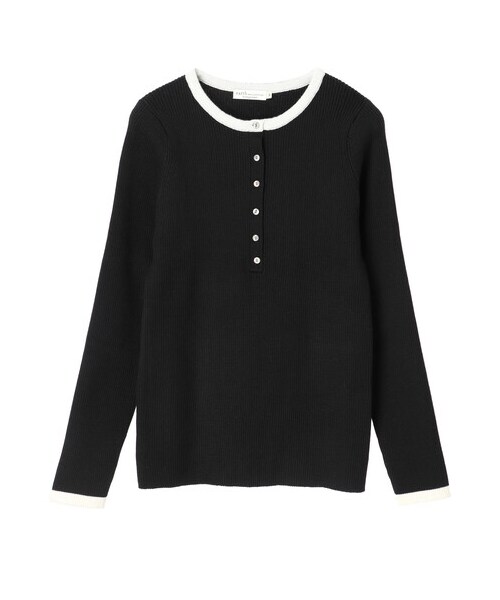 earth music&ecology（アースミュージックアンドエコロジー）の「ヘンリ-ネックリブニットプルオーバー（トップス・アイボリー/ブラック/モカ/サックスブルー・S/M）」の11枚目の写真