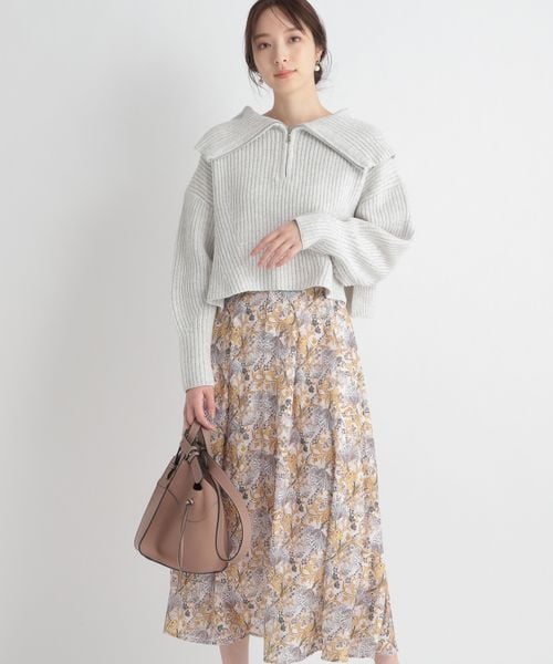 Andemiu（アンデミュウ）の「ボタニカルガラジャカードスカート（スカート・レディース・オレンジ40/アイボリー52/ベージュ55・S/M）」の4枚目の写真