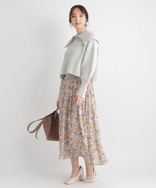 Andemiu（アンデミュウ）の「ボタニカルガラジャカードスカート（スカート・レディース・オレンジ40/アイボリー52/ベージュ55・S/M）」の6枚目の写真