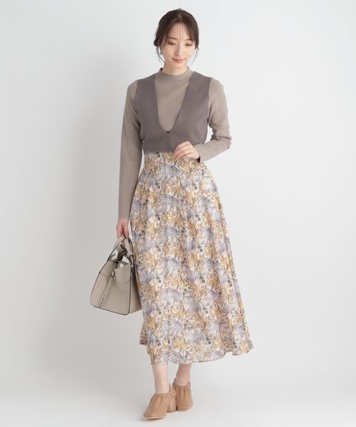 Andemiu（アンデミュウ）の「ボタニカルガラジャカードスカート（スカート・レディース・オレンジ40/アイボリー52/ベージュ55・S/M）」の8枚目の写真