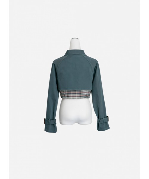 Marjorie（マージョリー）の「步行49日，率性格紋拼色短風衣外套（ジャケット/アウター・レディース・粉/綠・S/M）」の18枚目の写真