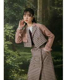 Marjorie | 步行49日，率性格紋拼色短風衣外套